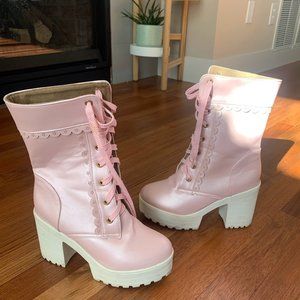 Baby Pink Lolita Boots - size 6.5 - worn once
